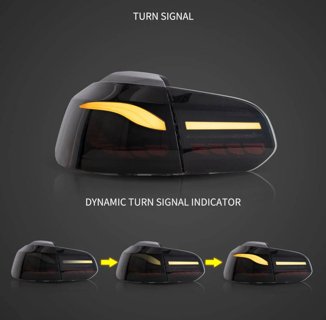 VW Golf Mk6 Hatchback Vland II OLED Aftermarket Tail Lights With Dragon Scale Effect