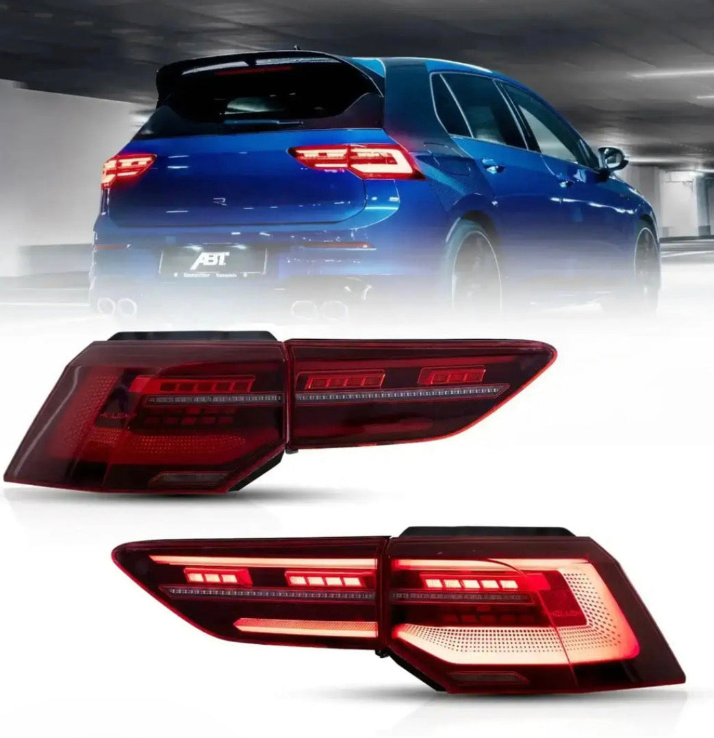 VW Golf MK8 Hatchback Vland LED Tail Lights With Sequential Amber Turn Signal