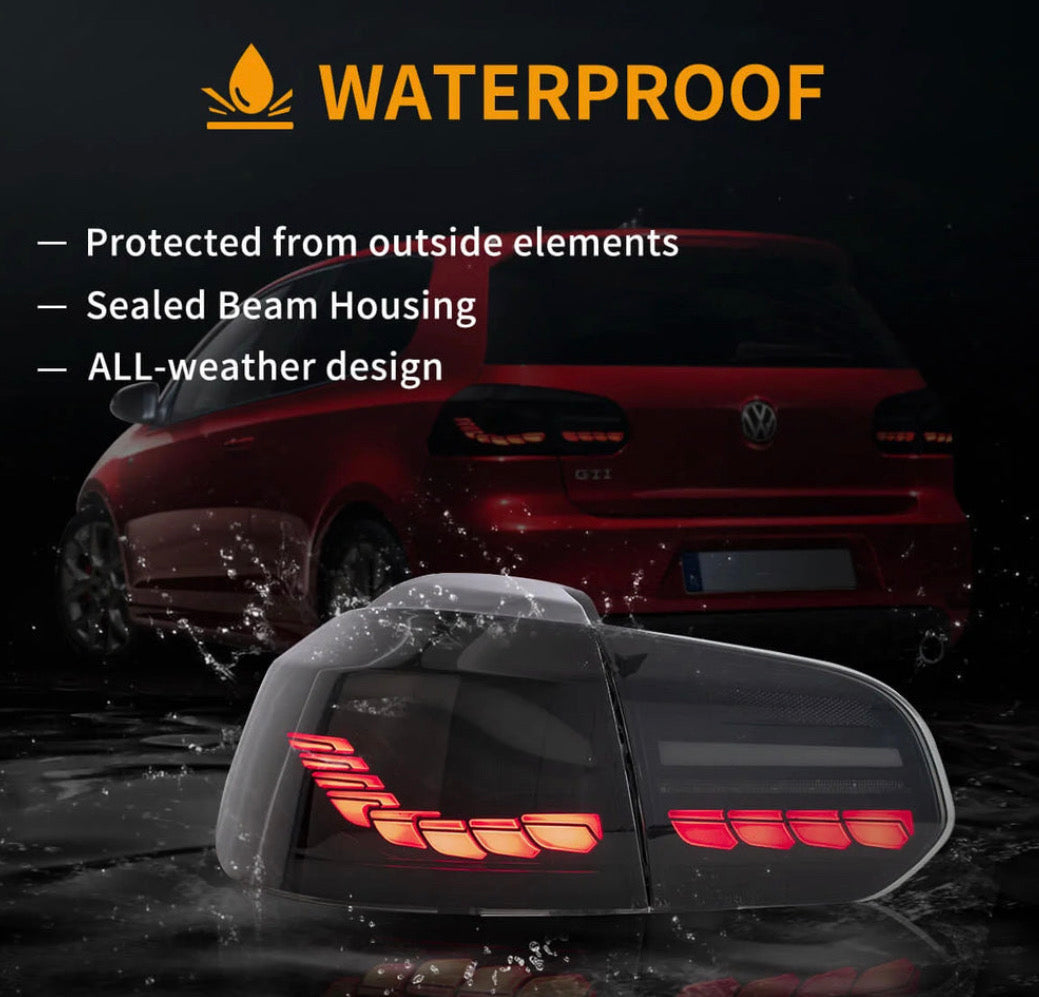 VW Golf Mk6 Hatchback Vland II OLED Aftermarket Tail Lights With Dragon Scale Effect