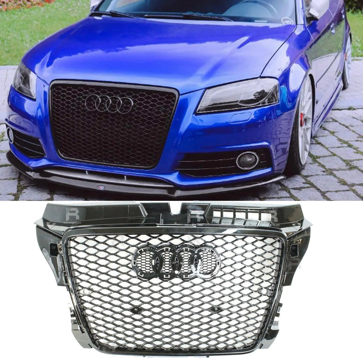 AUDI A3/S3 8P 2008-2012 RS3 STYLE GLOSS BLACK HONEYCOMB GRILL