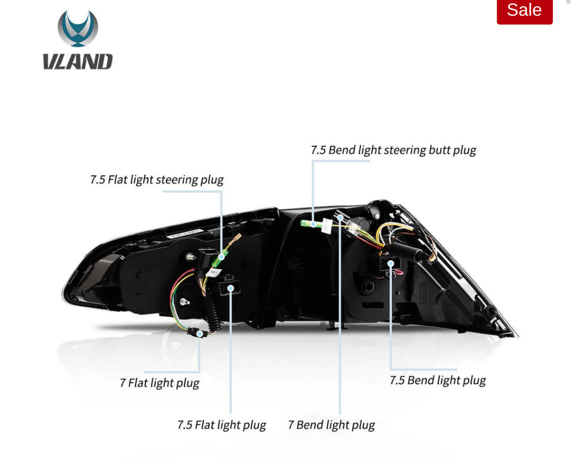 VW Golf MK7/MK7.5 Hatchback Vland LED Aftermarket Tail Lights with Sequential Turn Signal