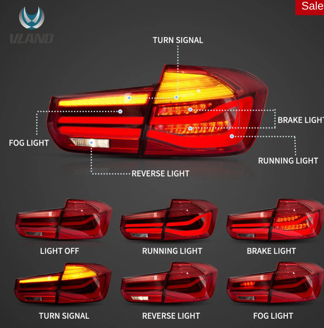 BMW F30 F80 (2012-2019) M3 3-Series Vland LED Tail Lights With Sequential Turn Signal