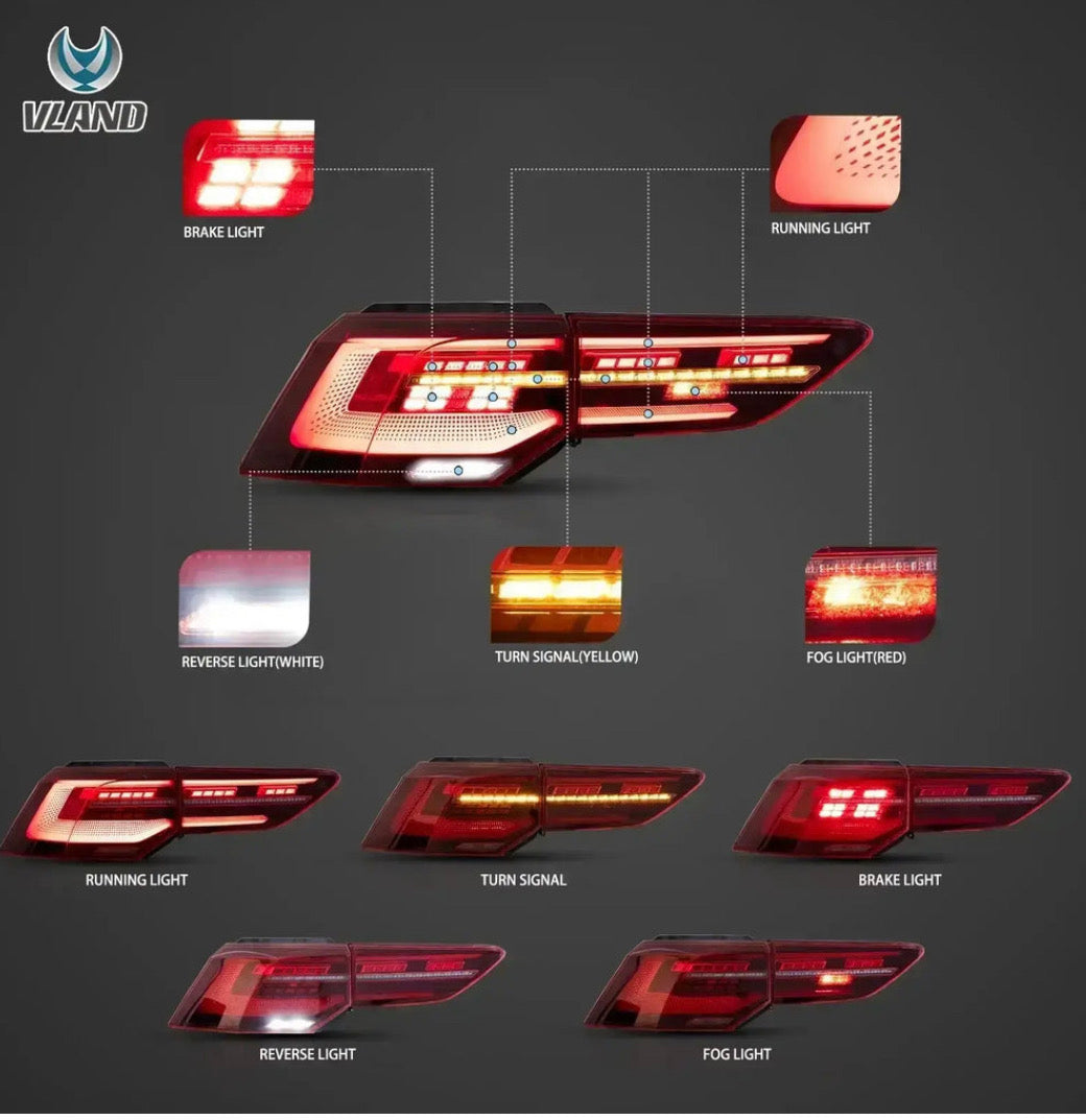 VW Golf MK8 Hatchback Vland LED Tail Lights With Sequential Amber Turn Signal