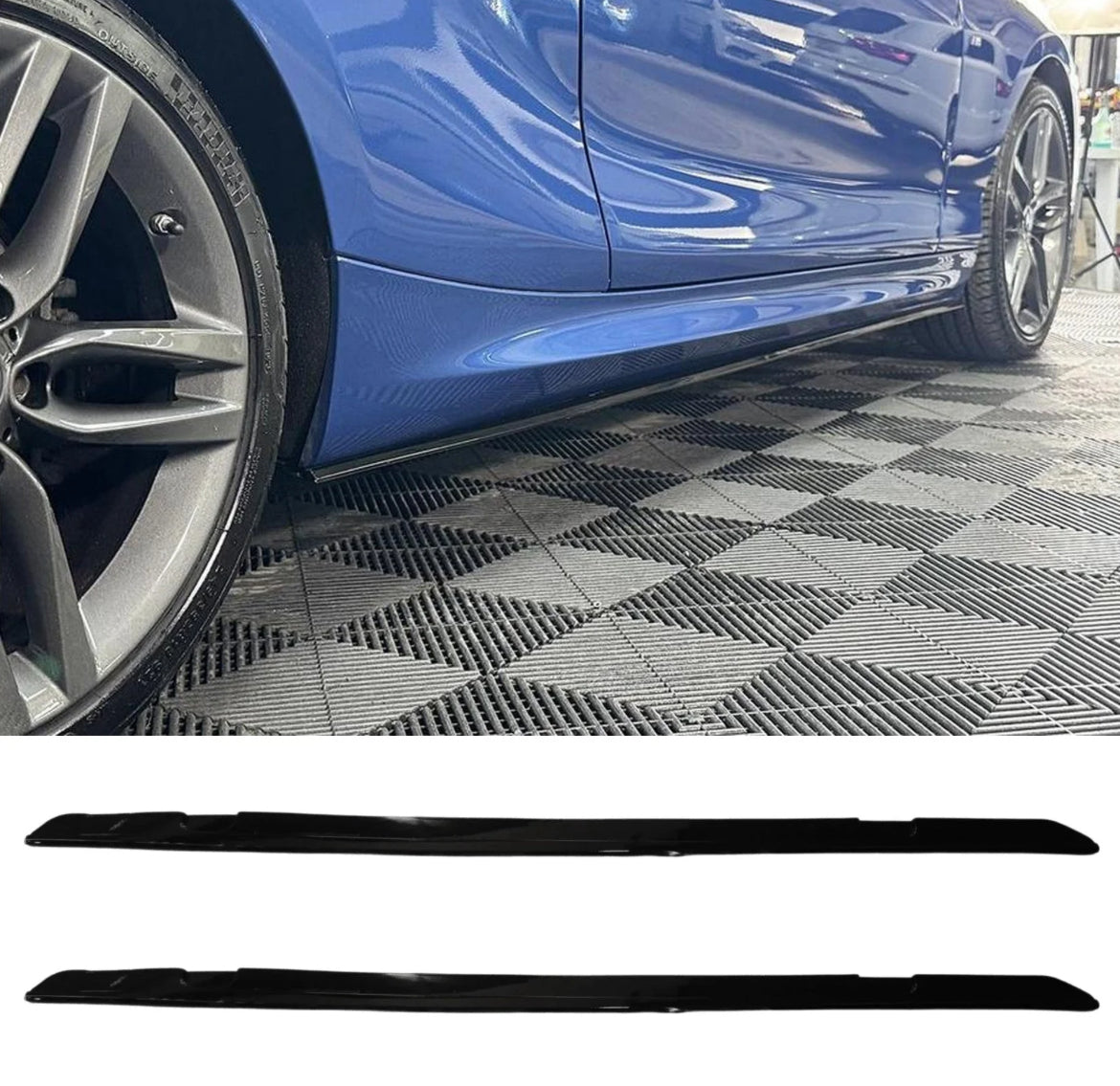 BMW 2 SERIES F22 M SPORT 2014-2021 SIDE SKIRT SPLITTERS IN GLOSS BLACK