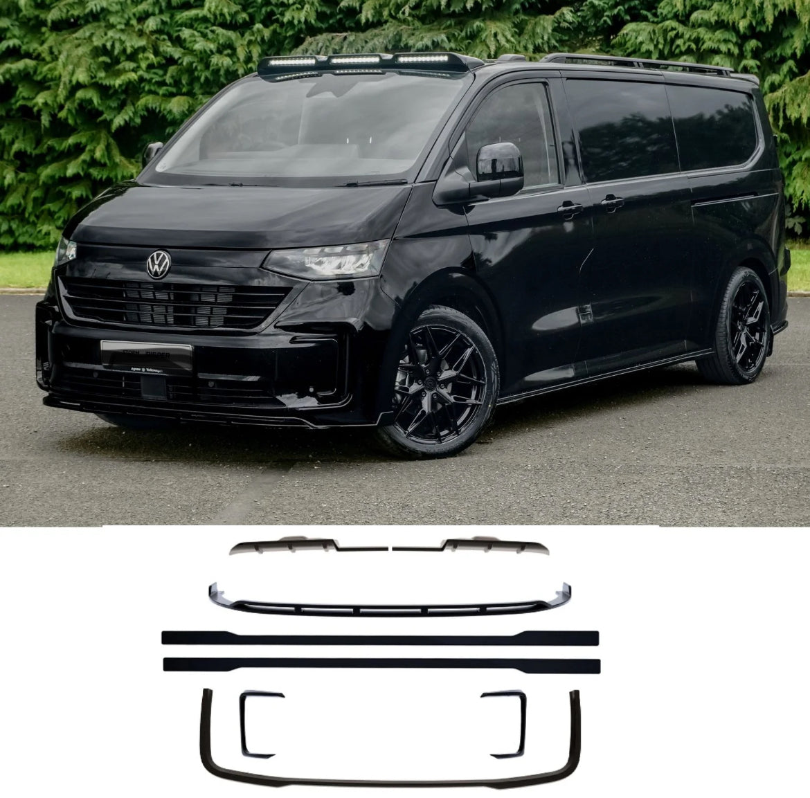 VOLKSWAGEN TRANSPORTER T7 2025 ON V1 PREMIUM AERO KIT IN GLOSS BLACK