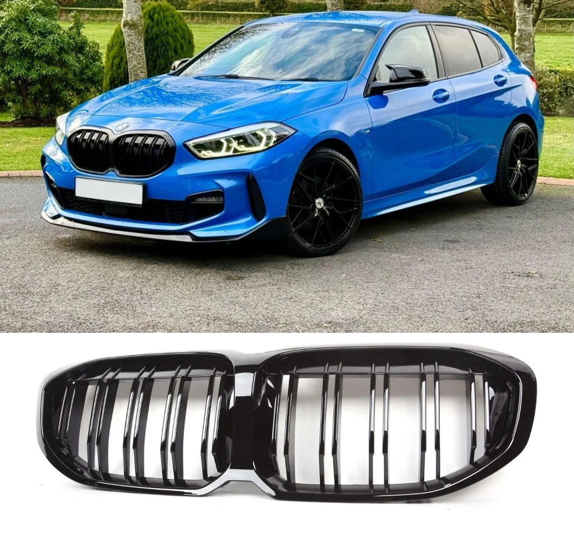 BMW 1 SERIES F40 2018 - 2024 GLOSS BLACK DOUBLE SLAT FRONT GRILL