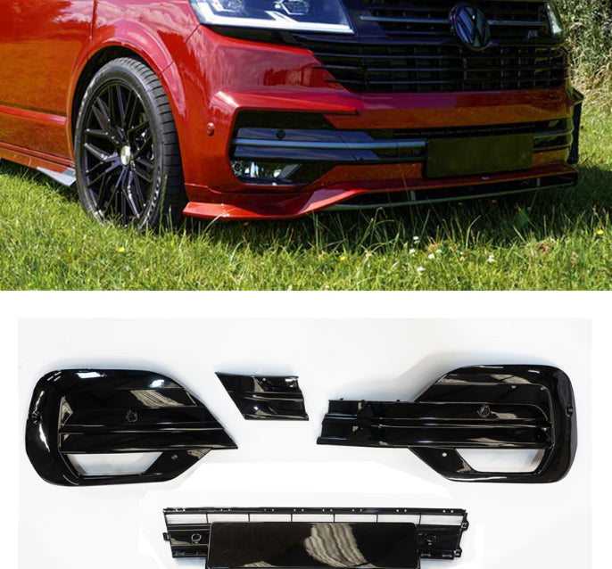 VW TRANSPORTER T6.1 2019 ON REPLACEMENT LOWER FRONT GRILL KIT – GLOSS BLACK