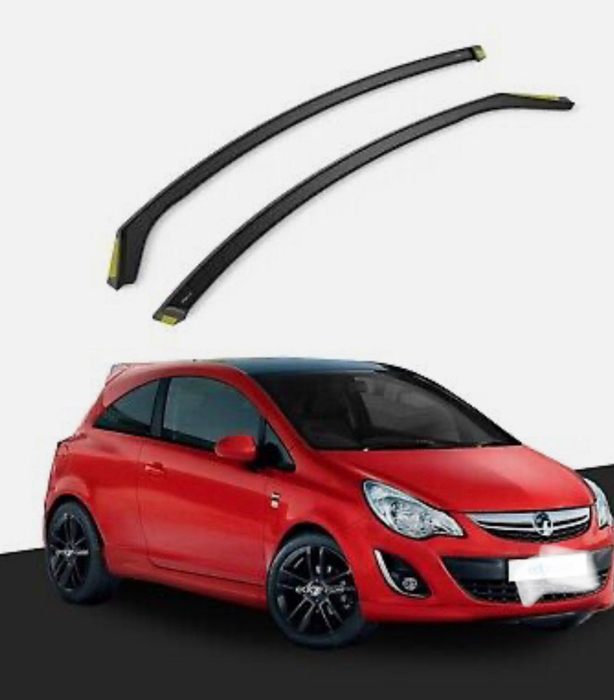 Opel Corsa D E 2006-2019 3 Door Hatchback Wind Deflectors 2pc Tinted