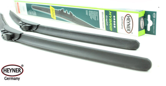 Set of 2 HEYNER® HYBRID Windscreen Wiper Blades NEW Flat Design ALL CARS