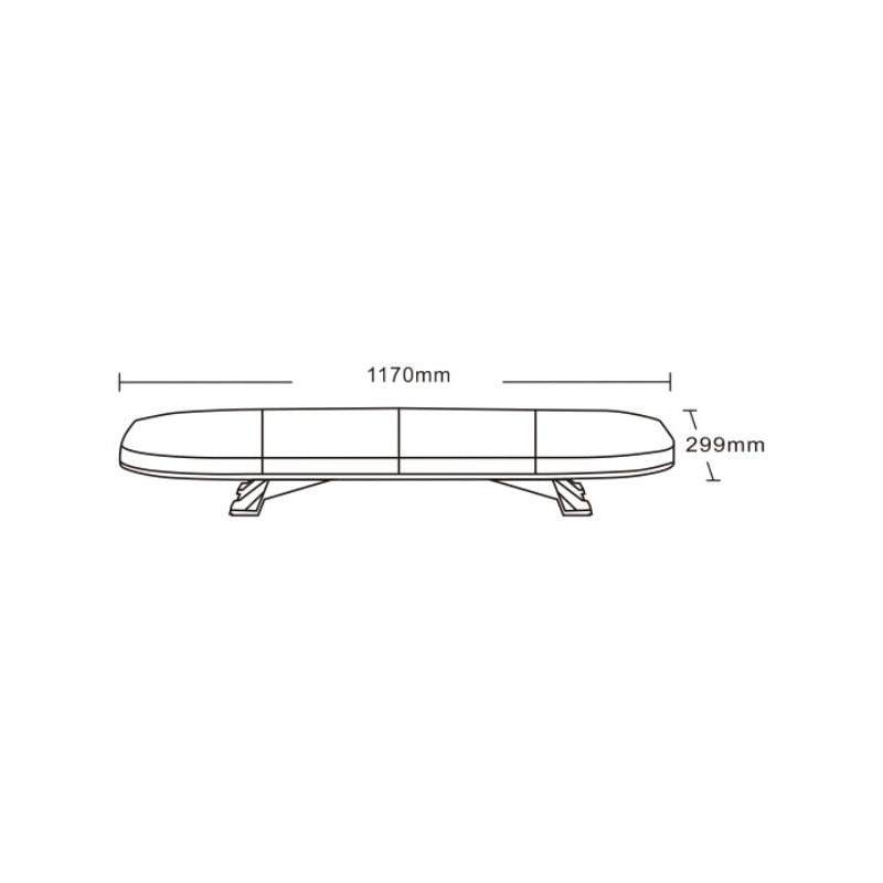 Warning Light Bar PREMIUM 1200 mm, 12/24V, amber, R65/R10 Beacon Strobe Recovery