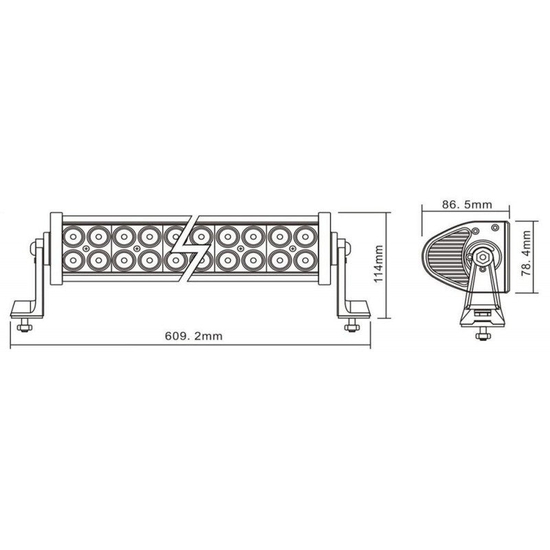 LIGHTBAR 21" 609mm PANEL LED 120W 40 LED 609MM FLOOD BEAM 12V & 24V