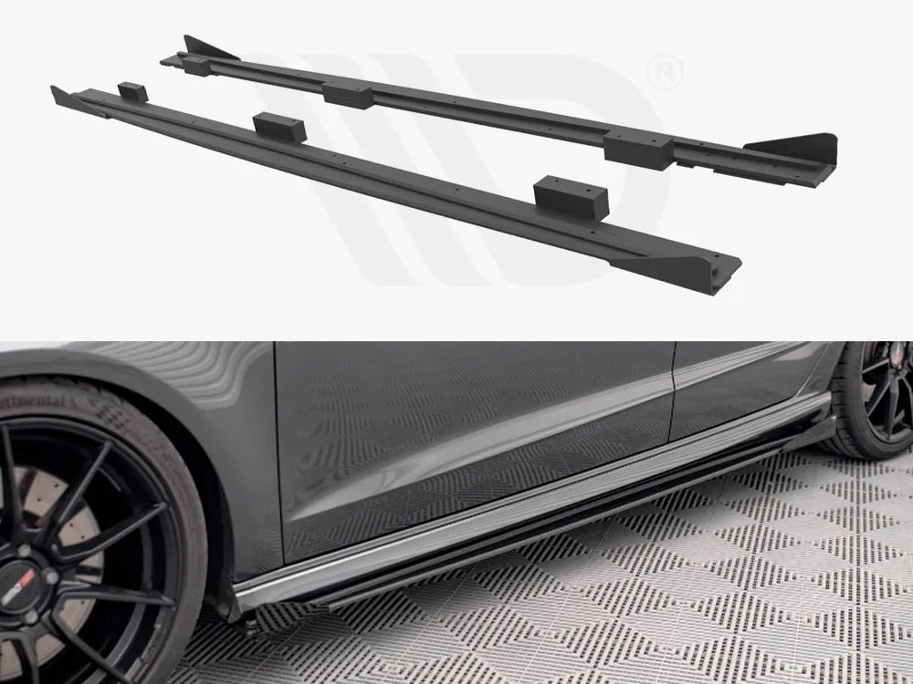 STREET PRO SIDE SKIRTS DIFFUSERS (+FLAPS) AUDI S3 SPORTBACK 8V FACELIFT (2016-2019)