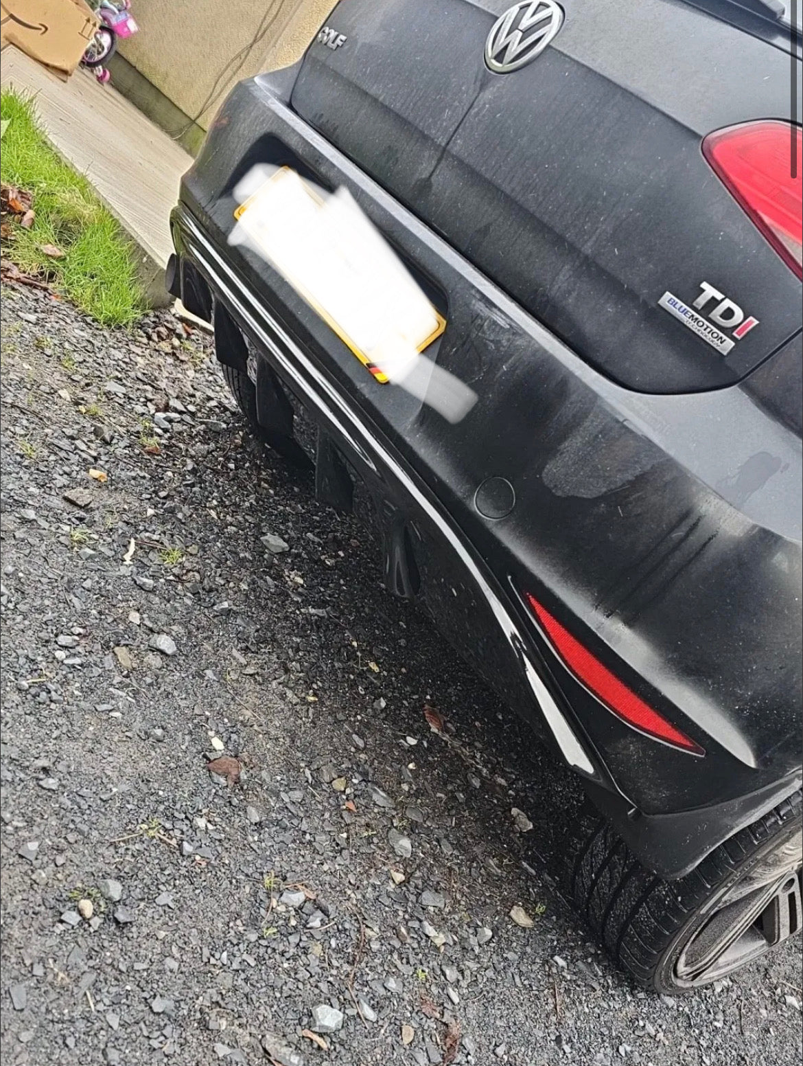 VW Golf MK7 STANDARD ONLY REAR DIFFUSER Gloss Black