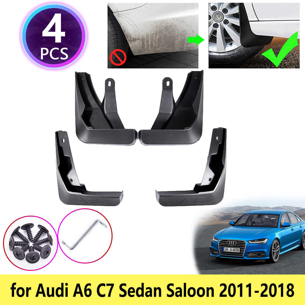 Audi A6 C7 Facelift Yrs 15-17 on 4pc Set Fitted Moulded Mudflaps