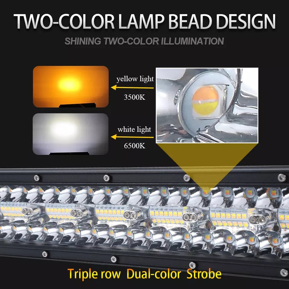 Dual Colour Amber / White Strobe /Spot Beam 4 Mode 22" LED Lightbar