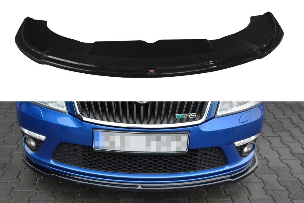 SKODA OCTAVIA RS MK2 FL MAXTON FRONT SPLITTER GLOSS BLACK