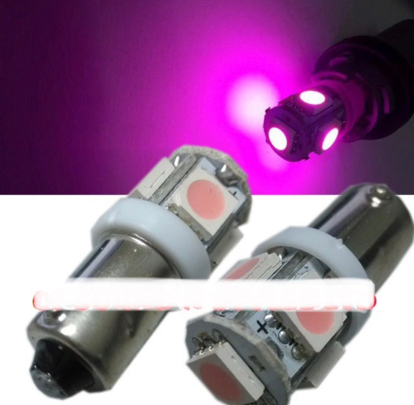 2 x BA9S Purple Wedge Pink SMD Parking Light & No. Plate Bulbs LED