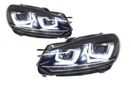 VW Golf 6 VI 2008-2013 Golf 7 3D LED DRL U-Design LED Chrome Flowing Turning Light RHD