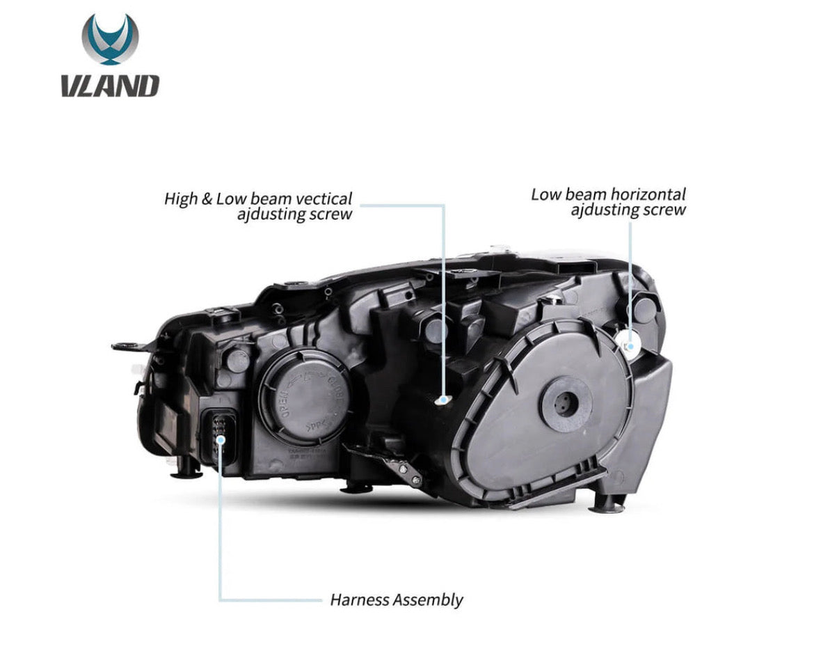 VW Golf Mk6 Vland LED Dual Beam Projector Aftermarket Headlights Black