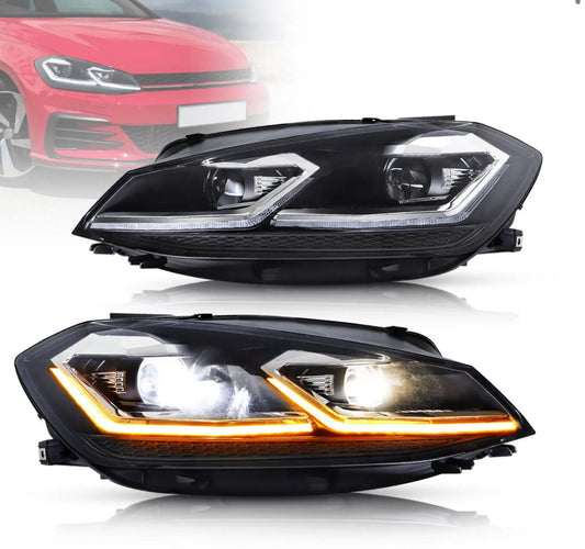 18-21 Volkswagen Golf MK7.5 Vland Projector Headlights Black