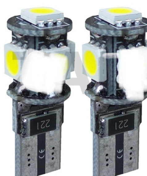 2 x 501 T10 CANBUS ERROR FREE White SMD Parking Light Bulbs LED