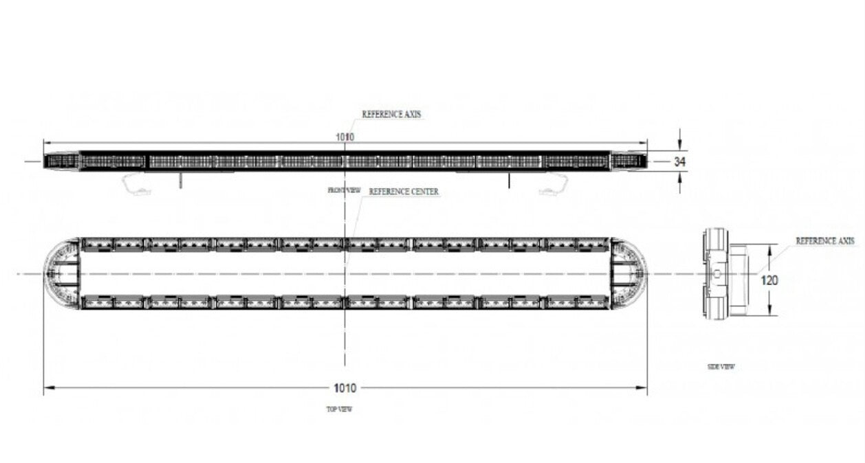 Warning Light Bar PREMIUM 1005mm, 12/24V, amber, R65/R10 Beacon Strobe Recovery