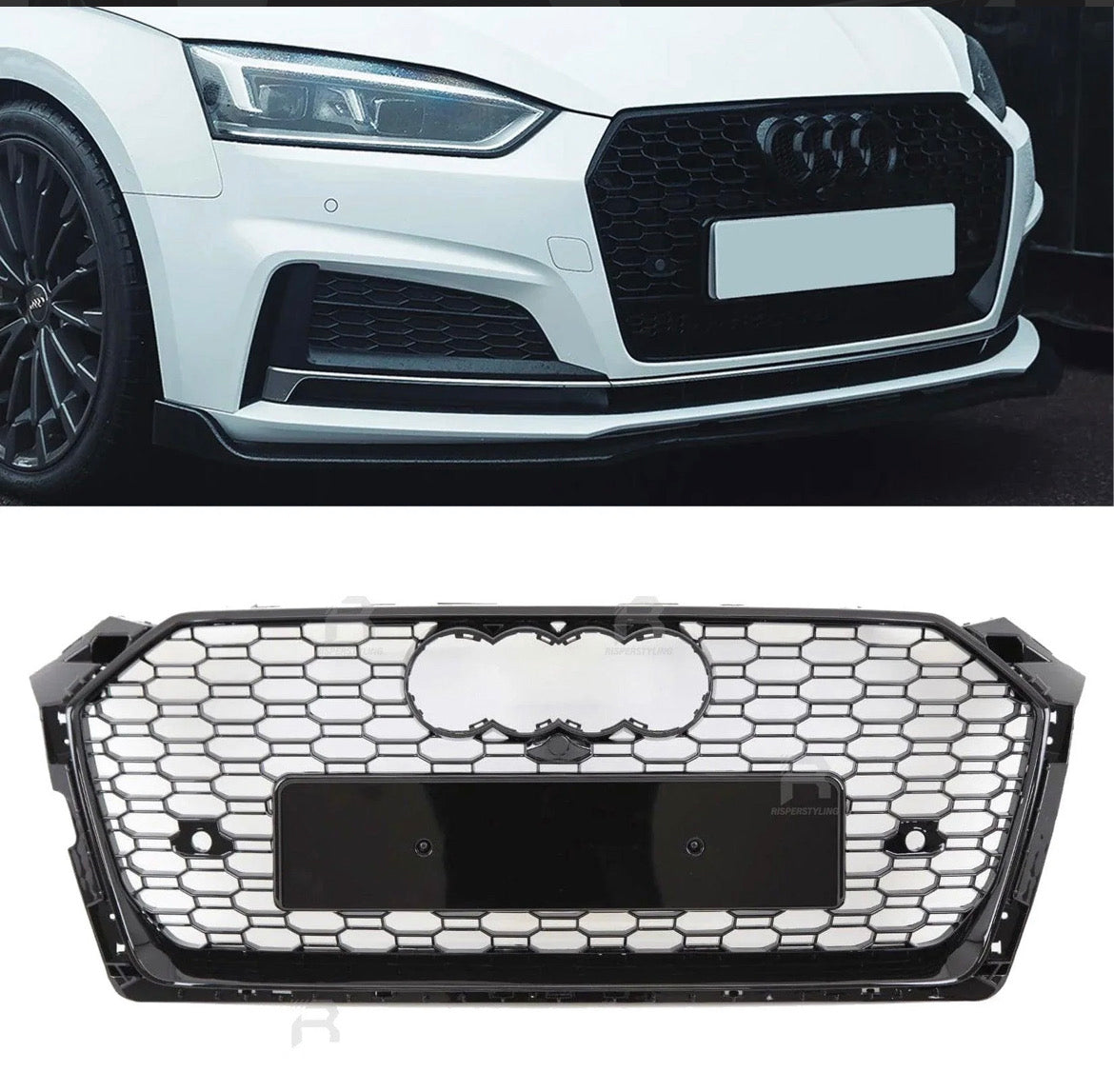 Audi A5 / S5 B9 (8W6) 2016-2019 Gloss Black RS5 Style Honeycomb Grill