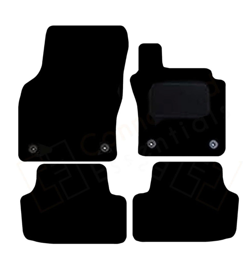 Tailored Car Mats for Volkswagen VW Golf MK7 2013-2019, Set of 4 Floor Mats, Black with 4 Safety Clips