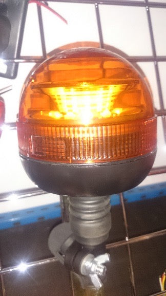 LED Rotating Flashing Amber Beacon Flexible DIN Pole Tractor Warning Light 12-24