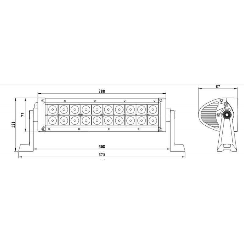 LIGHTBAR 375mm PANEL LED 60W 20 LED 375MM FLOOD BEAM 12V & 24V