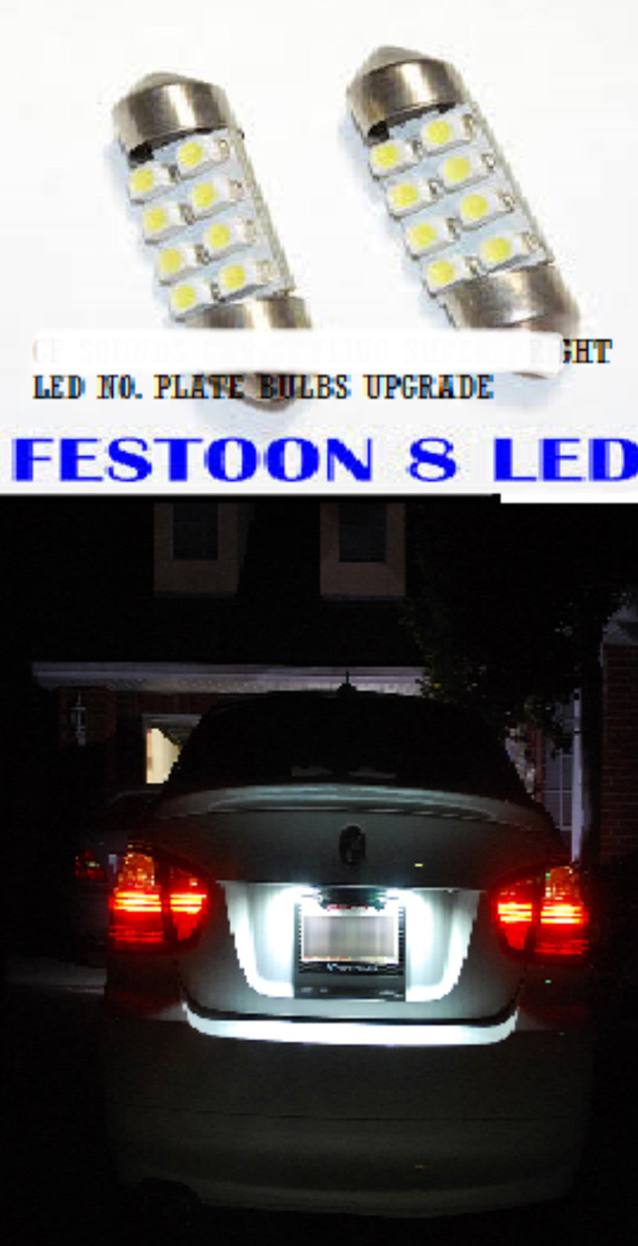 2 x 36mm White SMD Number Plate Bulbs Festoon LED