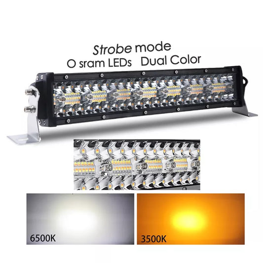 Dual Colour Amber / White Strobe /Spot Beam 4 Mode 22" LED Lightbar