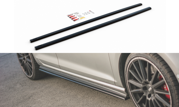 VW GOLF MK7 GTI GTD VII Gloss Black SIDE SKIRTS DIFFUSERS Maxton