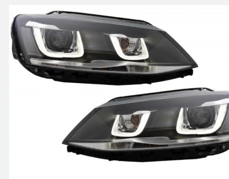 VW Jetta MK 6 Yrs 11 -15 Black U LED Design Style Headlights RHD