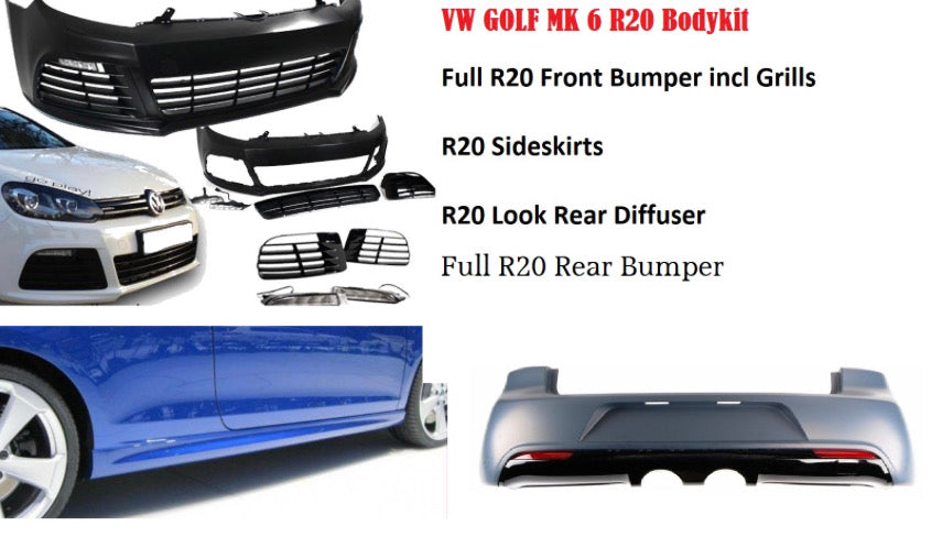 Golf Mk6 R20 Full Bumper Kit W/Diffuser