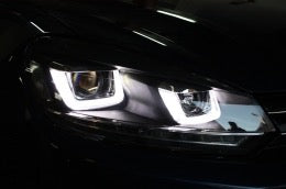 VW Golf 6 VI 2008-2013 Golf 7 3D LED DRL U-Design LED Chrome Flowing Turning Light RHD