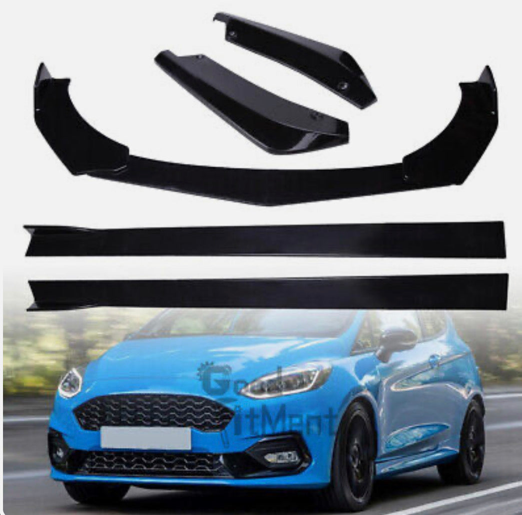 Ford Fiesta ST MK5 6 Mk7 MK7.5 Front Splitter+Side Skirts+Rear Spat Spoiler