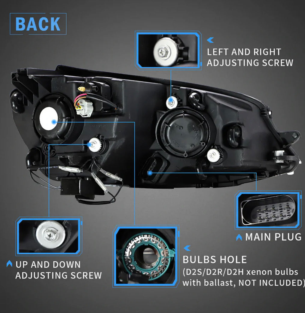 Volkswagen Golf 7th Gen (Mk7,Typ 5G) Vland Projector Headlights Black