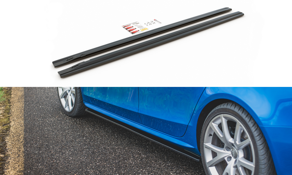 Audi A4 B8 Yrs 08-15 Gloss Black Side Skirt Diffusers Spats Splitter/Lips Maxton Design