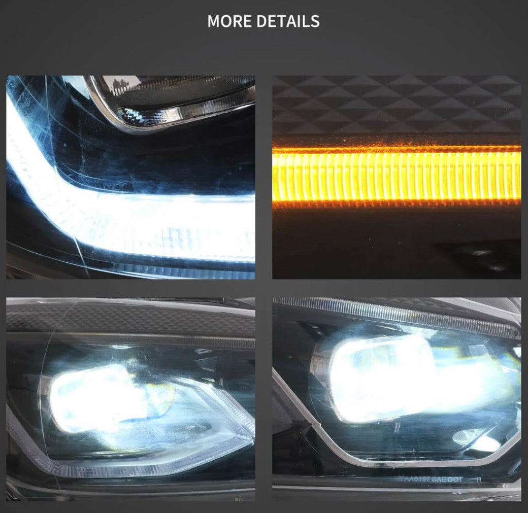 VW Golf Mk6 Vland LED Dual Beam Projector Aftermarket Headlights Black