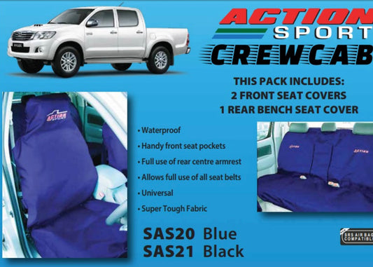 ACTION SPORT HEAVY DUTY 4x4 Seat Covers Waterproof CREWCAB SET