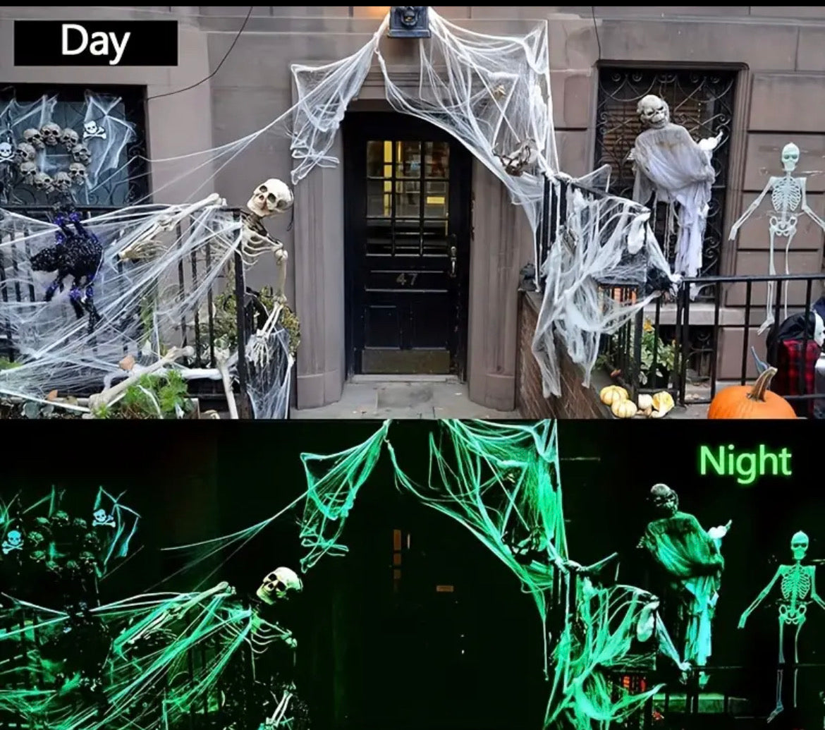 900 sqft Spider Web Halloween Decoration with 20 Fake Spiders & Glow in the dark