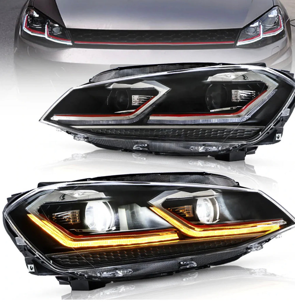 Volkswagen Golf 7th Gen (Mk7,Typ 5G) Vland Projector Headlights Black
