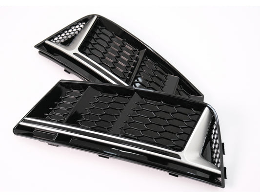 Audi A4 B9 Fog Grilles – Black / Silver RS4 Style (2015-2019)