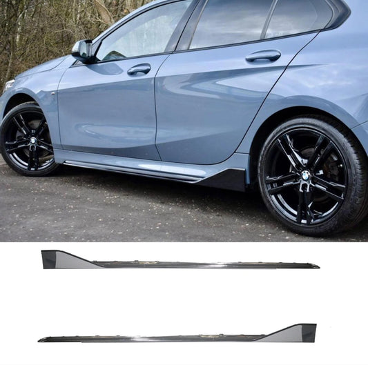 BMW 1 SERIES M SPORT F40 2018 - 2024 GLOSS BLACK SIDE SKIRT SPLITTERS