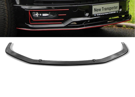 VW T6 TRANSPORTER 2015 ONWARDS - FRONT SPORT-LINE SPOILER SPLITTER LIP IN GLOSS BLACK