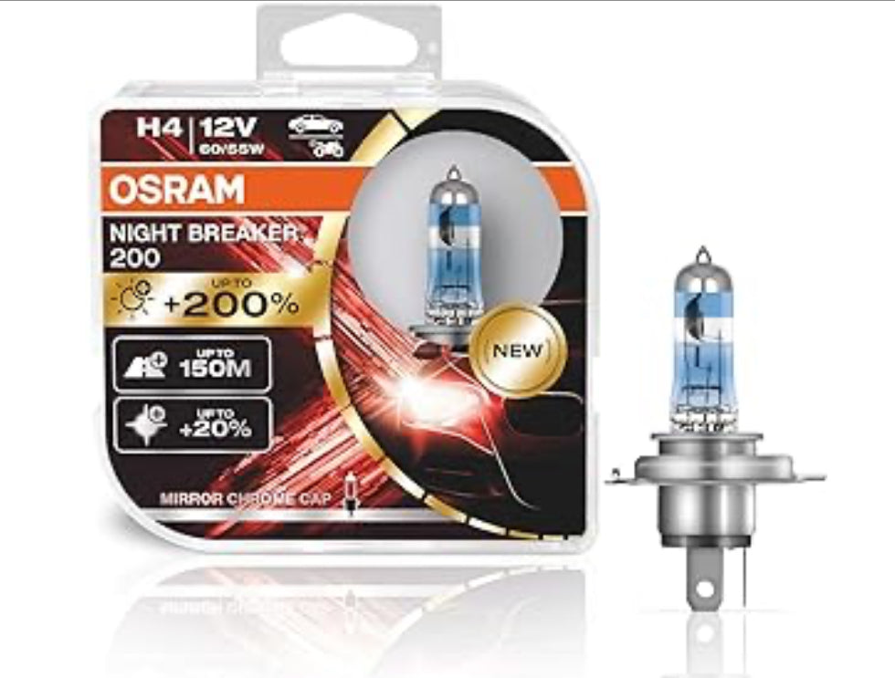 H4 Osram Night Breaker Laser Headlight Bulbs