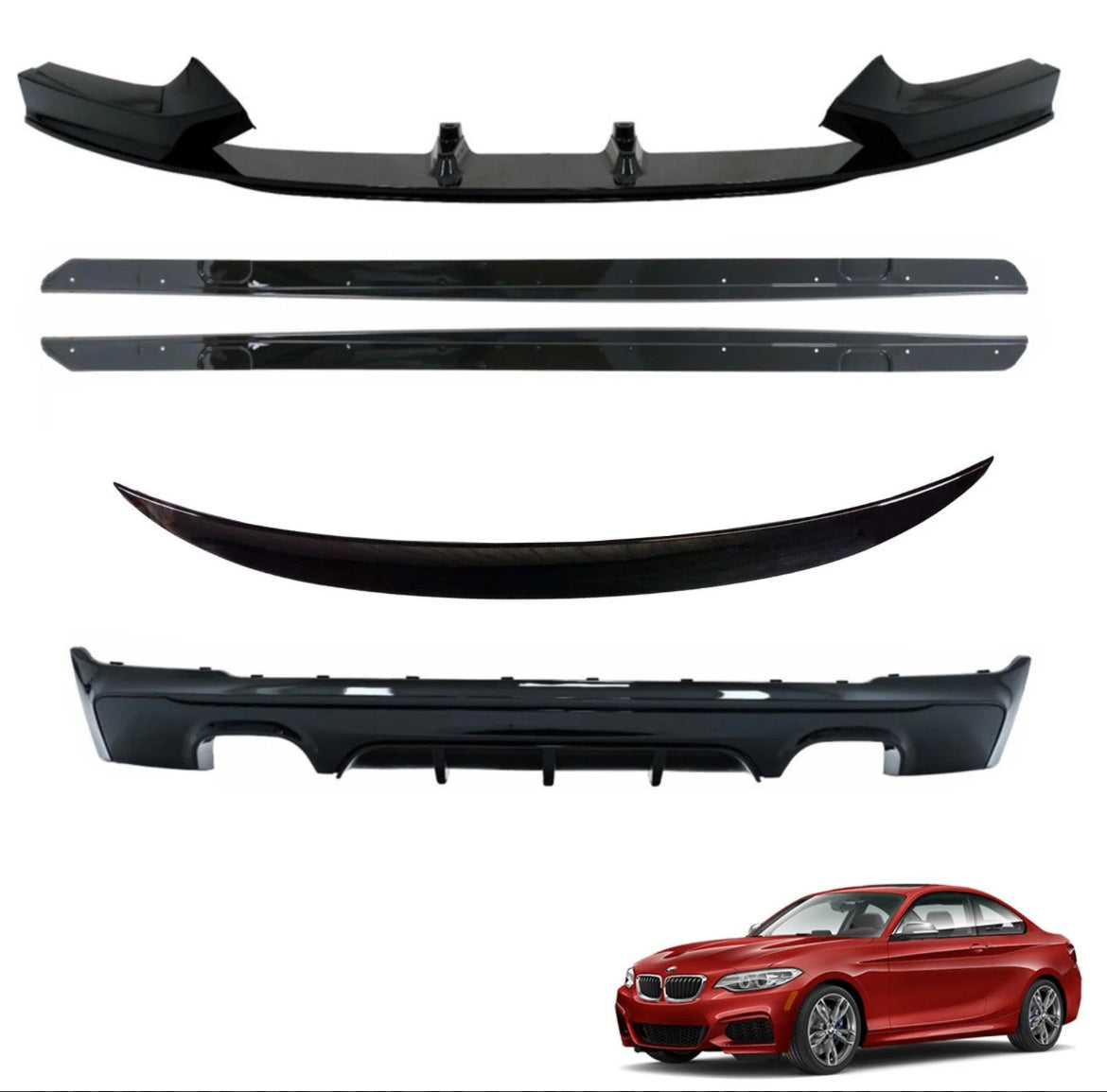 BMW 2 SERIES F22 M SPORT 2014-2021 GLOSS BLACK FULL AERO BODY KIT