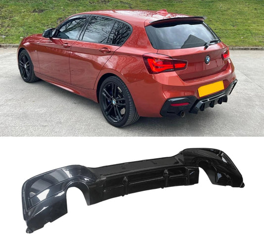 BMW 1 SERIES F20 LCI FACELIFT M SPORT 2015-2019 GLOSS BLACK REAR DIFFUSER VALANCE