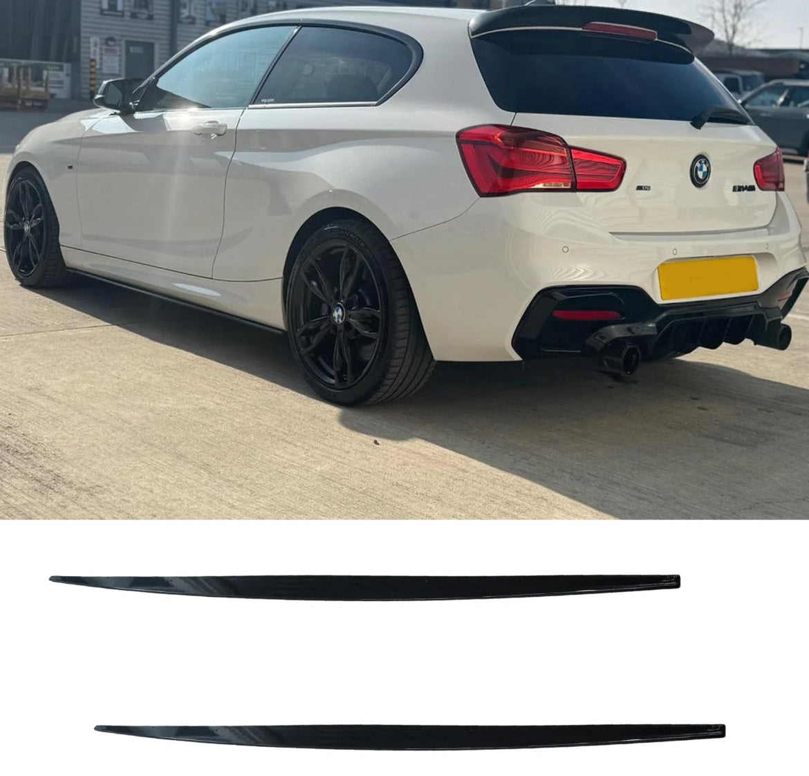 BMW 1 SERIES F20 M SPORT LCI 2015-2019 SIDE SKIRT SPLITTERS IN GLOSS BLACK